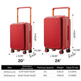 mixi Carry On Luggage 20'' Suitcase with Front Laptop Pocket, Wide Handle Rolling Travel Suitcases PC Hardshell with Aluminum Frame Spinner Wheels & TSA Lock, Carry - On Luggage(Red)
