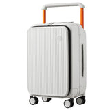 mixi Carry On Luggage 20'' Suitcase with Front Laptop Pocket, Wide Handle Rolling Travel Suitcases PC Hardshell with Aluminum Frame Spinner Wheels & TSA Lock, Carry - On Luggage(Smoke White)