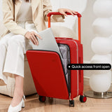 mixi Carry On Luggage 20'' Suitcase with Front Laptop Pocket, Wide Handle Rolling Travel Suitcases PC Hardshell with Aluminum Frame Spinner Wheels & TSA Lock, Carry - On Luggage(Red)