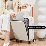 mixi Carry On Luggage 20'' Suitcase with Front Laptop Pocket, Wide Handle Rolling Travel Suitcases PC Hardshell with Aluminum Frame Spinner Wheels & TSA Lock, Carry - On Luggage(Smoke White)