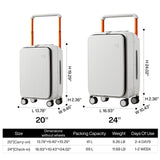 mixi Carry On Luggage 20'' Suitcase with Front Laptop Pocket, Wide Handle Rolling Travel Suitcases PC Hardshell with Aluminum Frame Spinner Wheels & TSA Lock, Carry - On Luggage(Smoke White)