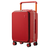 mixi Carry On Luggage 20'' Suitcase with Front Laptop Pocket, Wide Handle Rolling Travel Suitcases PC Hardshell with Aluminum Frame Spinner Wheels & TSA Lock, Carry-On Luggage(Red)