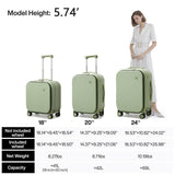 mixi Carry On Luggage, 20'' Suitcase with Front Pocket, Travel Rolling Luggage Aluminum Frame PC Hardside with Spinner Wheels & TSA Lock and Cover - Avocado Green