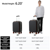 mixi Carry On Luggage, 20'' Suitcase with Front Pocket, Travel Rolling Luggage Aluminum Frame PC Hardside with Spinner Wheels & TSA Lock and Cover - Black Hollow Wheel