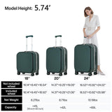 mixi Carry On Luggage, 20'' Suitcase with Front Pocket, Travel Rolling Luggage Aluminum Frame PC Hardside with Spinner Wheels & TSA Lock and Cover - Blackish Green