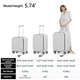 mixi Carry On Luggage, 20'' Suitcase with Front Pocket, Travel Rolling Luggage Aluminum Frame PC Hardside with Spinner Wheels & TSA Lock and Cover - Smoke White