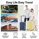 mixi Carry On Luggage Airline Approved 20'' Lightweight Luggage Wide Handle PC Hardshell Suitcases with Spinner Wheels & TSA Lock, Lark Yellow