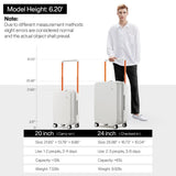 mixi Carry On Luggage Airline Approved Wide Handle Lightweight Luggage PC Hard Shell Suitcases Rolling Suitcases with Spinner Wheels & TSA Lock, 20 Inch Smoke White