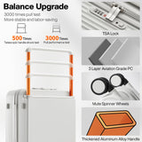 mixi Carry On Luggage Airline Approved Wide Handle Lightweight Luggage PC Hard Shell Suitcases Rolling Suitcases with Spinner Wheels & TSA Lock, 20 Inch Smoke White