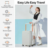 mixi Carry On Luggage Airline Approved Wide Handle Lightweight Luggage PC Hard Shell Suitcases Rolling Suitcases with Spinner Wheels & TSA Lock, 20 Inch Smoke White