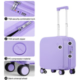 mixi Carry on Luggage, Suitcase with Spinner Wheels 16in Luggage Hardshell Lightweight Rolling Suitcases PC with Cover & TSA Lock, Lilac Purple