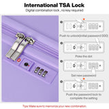 mixi Carry on Luggage, Suitcase with Spinner Wheels 16in Luggage Hardshell Lightweight Rolling Suitcases PC with Cover & TSA Lock, Lilac Purple