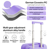 mixi Carry on Luggage, Suitcase with Spinner Wheels 16in Luggage Hardshell Lightweight Rolling Suitcases PC with Cover & TSA Lock, Lilac Purple