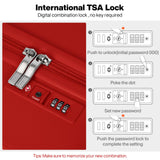 mixi Carry on Luggage, Suitcase with Spinner Wheels 16in Luggage Hardshell Lightweight Rolling Suitcases PC with Cover & TSA Lock, Red