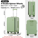 mixi Carry On Luggage with Cup Phone Holder and Charger Hard Shell Suitcases with Spinner Wheels, 20 Inch Avocado Green