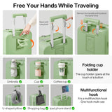 mixi Carry On Luggage with Cup Phone Holder and Charger Hard Shell Suitcases with Spinner Wheels, 20 Inch Avocado Green