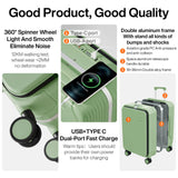 mixi Carry On Luggage with Cup Phone Holder and Charger Hard Shell Suitcases with Spinner Wheels, 20 Inch Avocado Green