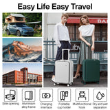 mixi Carry On Luggage with Cup Phone Holder and Charger Hard Shell Suitcases with Spinner Wheels,20 Inch Blackish Green