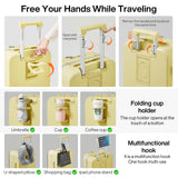 mixi Carry On Luggage with Cup Phone Holder and Charger Hard Shell Suitcases with Spinner Wheels,20 Inch Lark Yellow