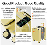 mixi Carry On Luggage with Cup Phone Holder and Charger Hard Shell Suitcases with Spinner Wheels,20 Inch Lark Yellow