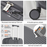mixi Carry On Luggage with Cup Phone Holder Hard Shell Rolling Travel Suitcase with Spinner Wheels,20 Inch Rock Grey