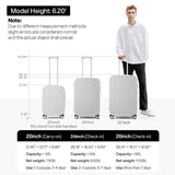 mixi Checked Luggage with Cup Phone Holder Hard Shell Rolling Travel Suitcase with Spinner Wheels,24 Inch Smoke White