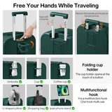 mixi Checked Luggage with Cup Phone Holder Hard Shell Rolling Travel Suitcases with Spinner Wheels,26 Inch Blackish Green