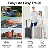 mixi Large Capacity Expandable Carry On Luggage Airline Approved 20'' Lightweight Luggage Wide Handle PC Hardshell Suitcases with Spinner Wheels & TSA Lock, Smoke White