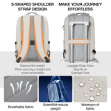 mixi Large Capacity Expandable Travel Backpack for Women & Men 15.6'' Laptop Carry On Weekender Bag Outdoor Hiking with Multifunction Pockets 180° Open Water Resistant 18 Inch 28L, Moonlight White