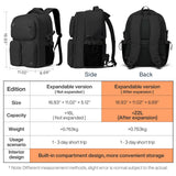 mixi Large Capacity Travel Laptop Backpack, Lightweight Durable College Bookbag Men Woman 15.6" Computer Bag, Water Resistant Outdoor Hiking Backpacks With Multifunction Pockets, 16 Inch Expandable