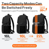 mixi Large Capacity Travel Laptop Backpack, Lightweight Durable College Bookbag Men Woman 15.6" Computer Bag, Water Resistant Outdoor Hiking Backpacks With Multifunction Pockets, 16 Inch Expandable