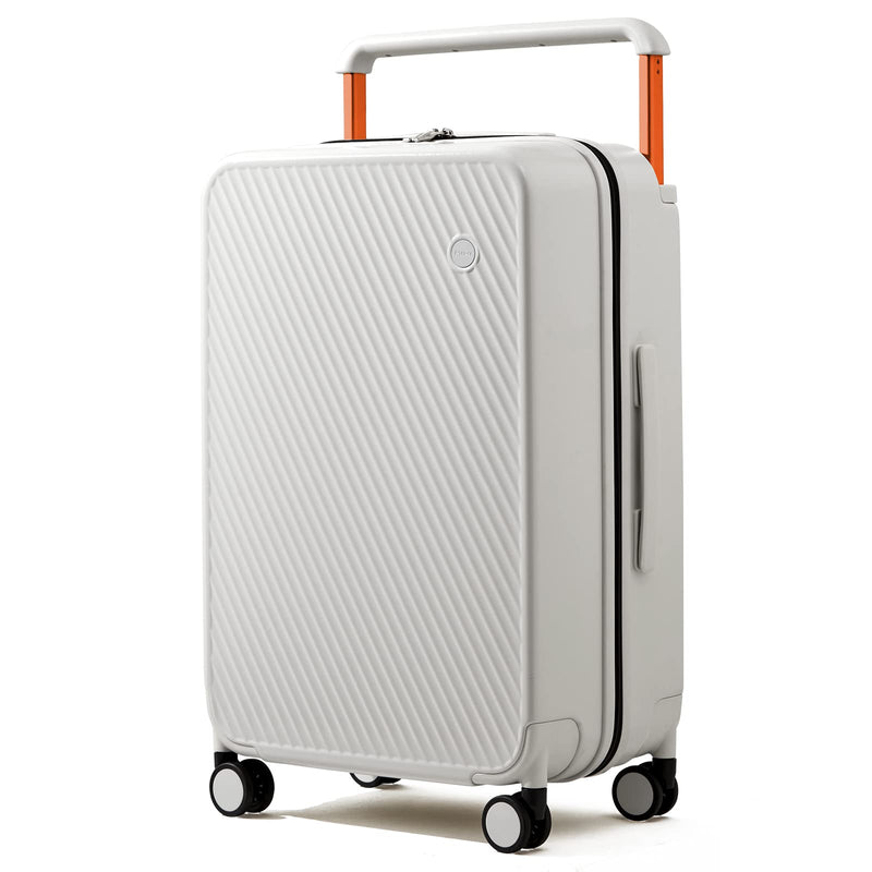 mixi Luggage Suitcases with Spinner Wheels,Upgrade Wide Handle PC Hardshell Rolling Travel Suitcase with TSA Lock, Checked - Medium 24 - Inch, Smoke White