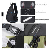 mixi Sling Bag Men Backpack Unisex One Shoulder Bag Hiking Travel Backpack Crossbody with USB Port for Men Women Versatile Casual Daypack - 19 inch,Black