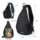 mixi Sling Bag Men Backpack Unisex One Shoulder Bag Hiking Travel Backpack Crossbody with USB Port for Men Women Versatile Casual Daypack - 19 inch,Black
