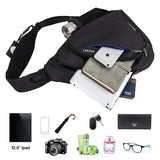 mixi Sling Bag Men Backpack Unisex One Shoulder Bag Hiking Travel Backpack Crossbody with USB Port for Men Women Versatile Casual Daypack - 19 inch,Black