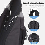 mixi Sling Bag Men Backpack Unisex One Shoulder Bag Hiking Travel Backpack Crossbody with USB Port for Men Women Versatile Casual Daypack - 19 inch,Black