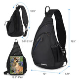 mixi Sling Bag Men Backpack Unisex One Shoulder Bag Hiking Travel Backpack Crossbody with USB Port for Men Women Versatile Casual Daypack - 20 inch,Black