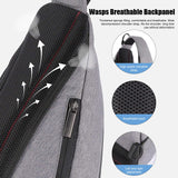 mixi Sling Bag Men Backpack Unisex One Shoulder Bag Hiking Travel Backpack Crossbody with USB Port for Men Women Versatile Casual Daypack - 20 inch,Gery
