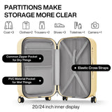 mixi Suitcase Spinner Wheels Checked Luggage Hardshell Lightweight Rolling Suitcases PC with Cover & TSA Lock for Business Travel, 24inch, Lark Yellow