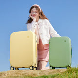 mixi Suitcase Spinner Wheels Checked Luggage Hardshell Lightweight Rolling Suitcases PC with Cover & TSA Lock for Business Travel, 24inch, Lark Yellow