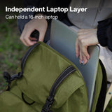 mixi Travel Backpack for Women Men, 18 Inch Carry On Laptop Backpack Flight Approved fits 16'' Laptop, Lightweight Waterproof Hiking Backpack Travel Outdoor Business Casual Daypack, Jungle Green