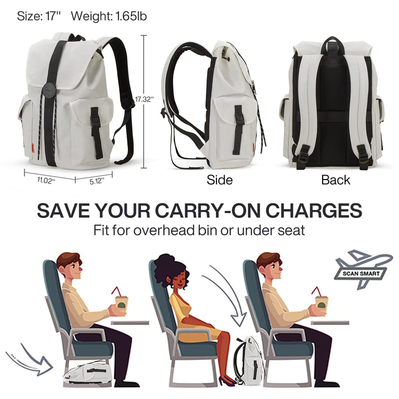 mixi Travel Laptop Backpack for Women & Men Carry On Backpack fits 16'' Laptop, Waterproof Lightweight Casual Hiking Weekender Bags Rucksack,17 Inch, Interstellar White