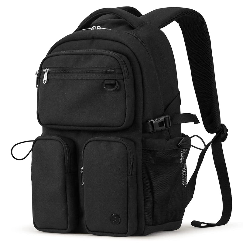 mixi Travel Laptop Backpack, Lightweight Durable School Bookbag Men Woman 15.6" Computer Bag, Water Resistant Outdoor Hiking Backpacks With Multifunction Pockets, 16 Inch, Black