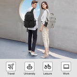 mixi Travel Laptop Backpack, Lightweight Durable School Bookbag Men Woman 15.6" Computer Bag, Water Resistant Outdoor Hiking Backpacks With Multifunction Pockets, 16 Inch, Beige
