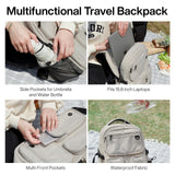 mixi Travel Laptop Backpack, Lightweight Durable School Bookbag Men Woman 15.6" Computer Bag, Water Resistant Outdoor Hiking Backpacks With Multifunction Pockets, 16 Inch, Beige