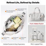 mixi Travel Tote Bag for Women Large Expandable Travel Bag Waterproof Lightweight Carry On Personal Item Weekender Shoulder Handbag, Light Gray