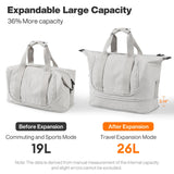 mixi Travel Tote Bag for Women Large Expandable Travel Bag Waterproof Lightweight Carry On Personal Item Weekender Shoulder Handbag, Light Gray