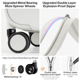mixi Upgrade Carry on Luggage Suitcases with Spinner Wheels, Hardside Rolling Suitcase PC with TSA Lock Lightweight Travel Case 20in Carry - On, Fine Grid Smoke White