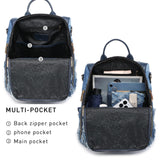 MKP Women Fashion Backpack Purse Jean Denim Handbag Anti - Theft Rucksack Travel College Shoulder Bag with Wristlet