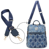 MKP Women Fashion Backpack Purse Jean Denim Handbag Anti - Theft Rucksack Travel College Shoulder Bag with Wristlet